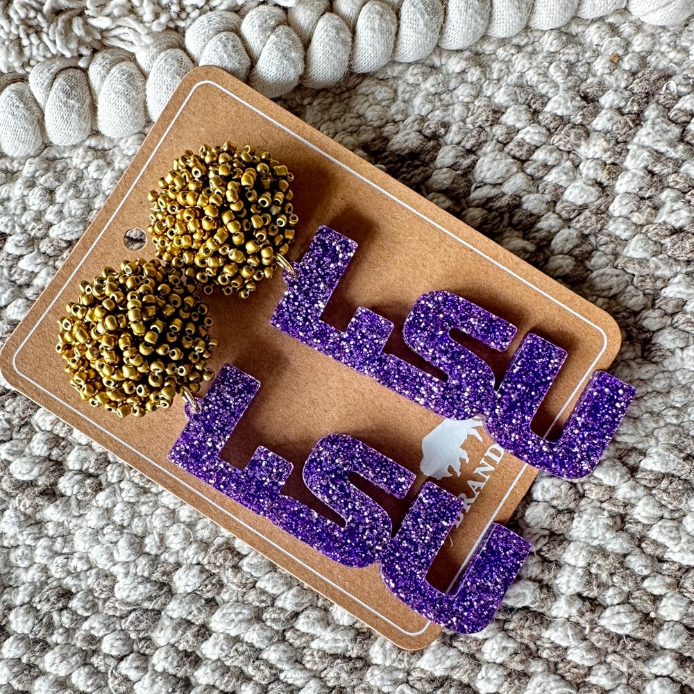 Handmade LSU Tigers Game Day Earrings NIP